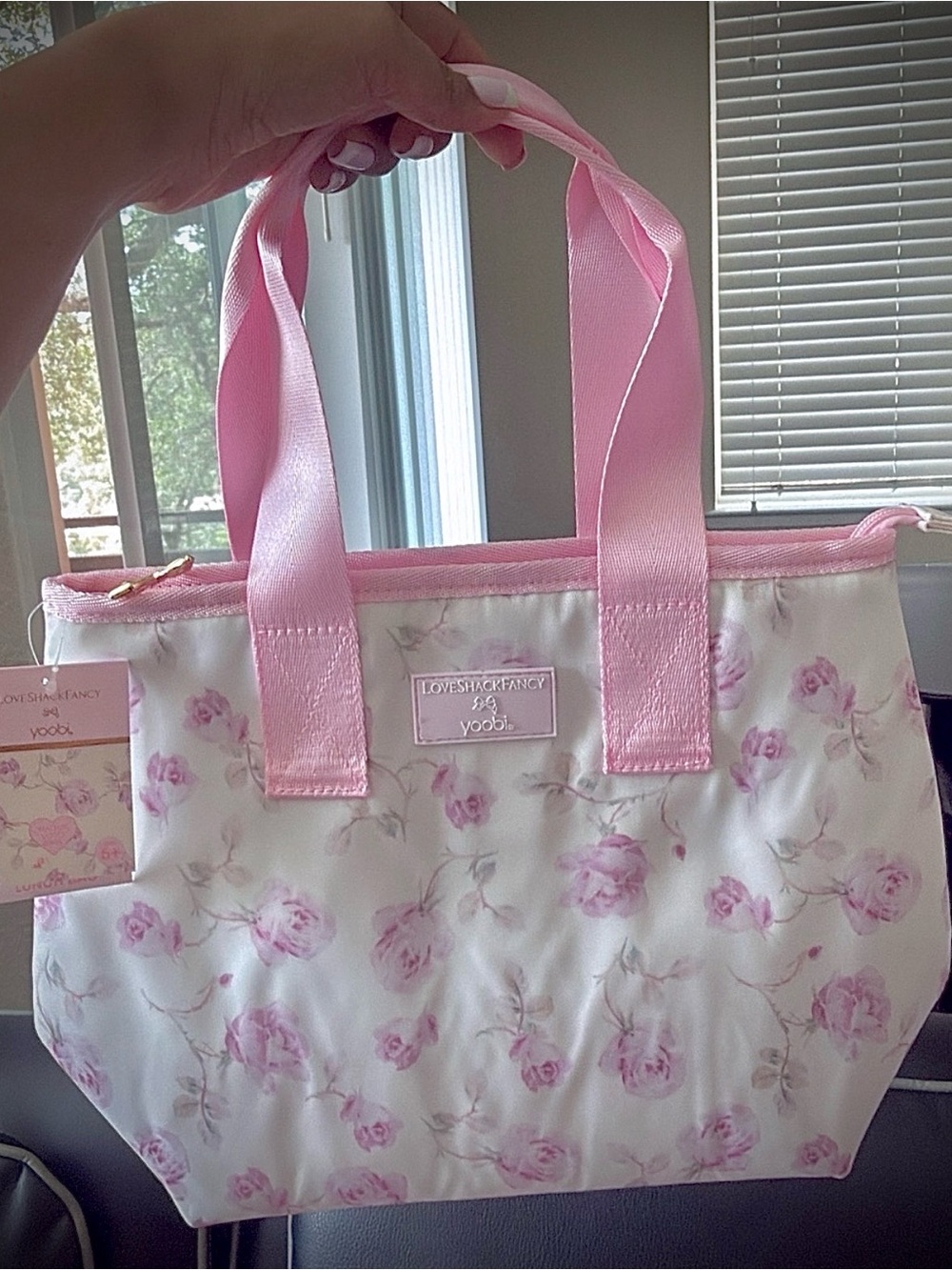 LoveShackFancy Pink Floral Canvas Lunch Tote